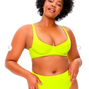 Plus Size Ribbed Knit Bikini Top